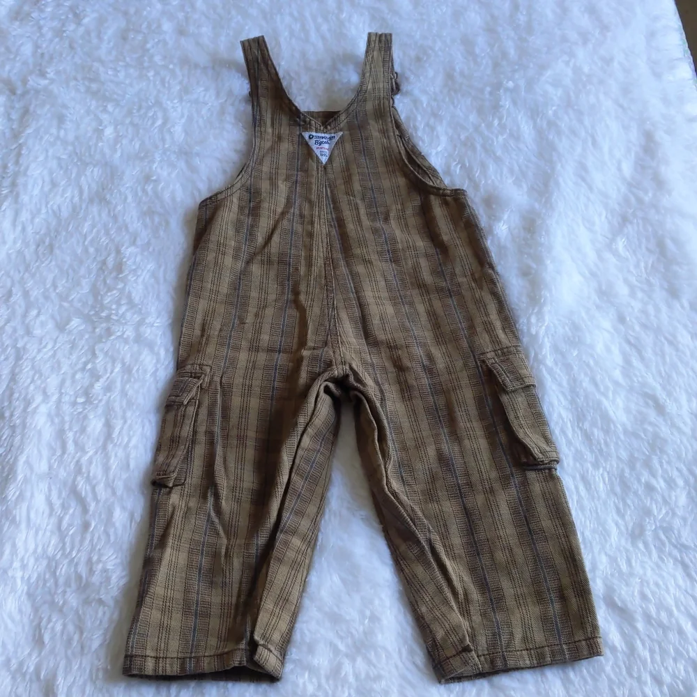 Oshkosh B’gosh Overalls 5 Front Pockets No Back pockets Kids Brown Stripes 18 mo